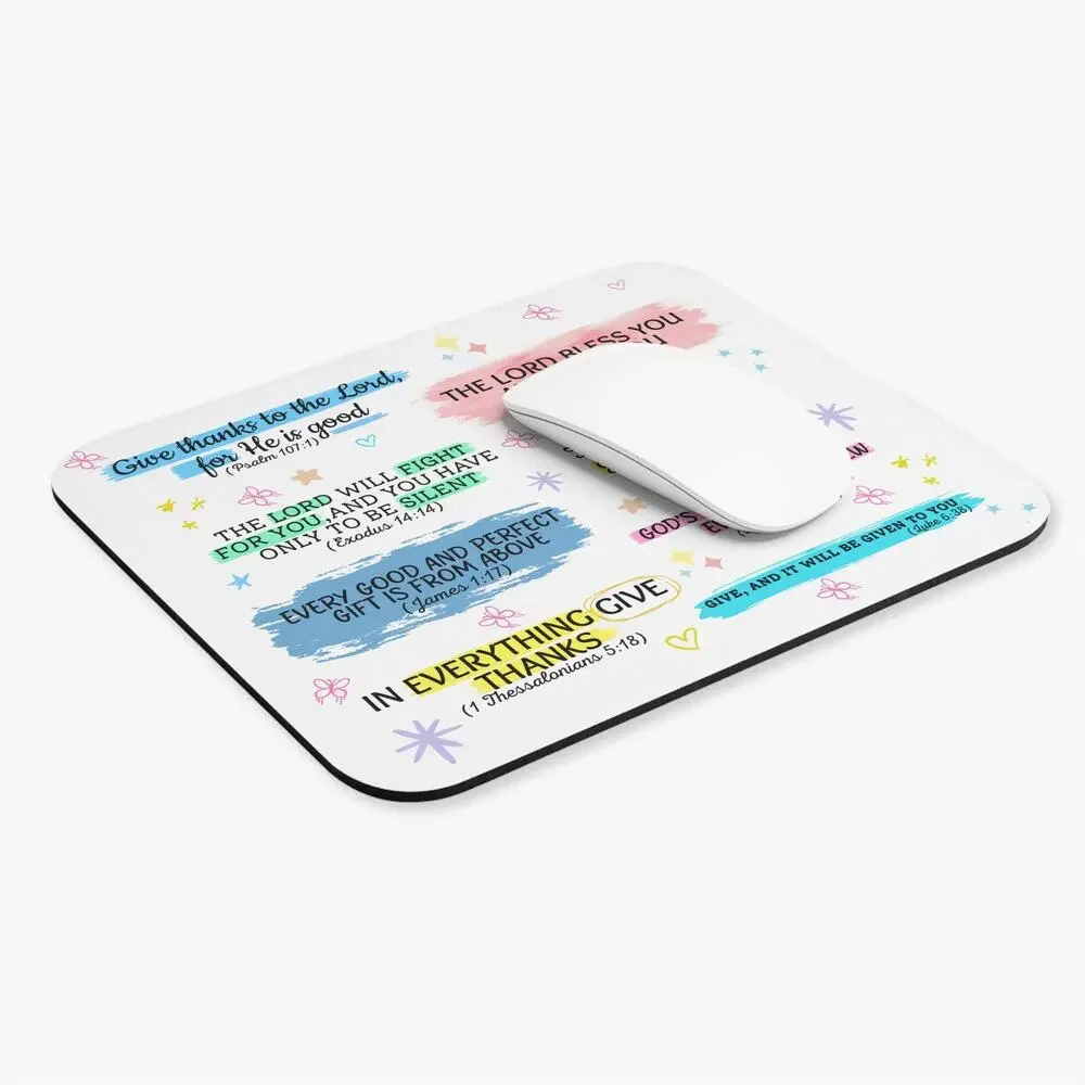 Bible Verse Inspirational Mouse Pad | Christian Scripture Desk Decor I Thanks t